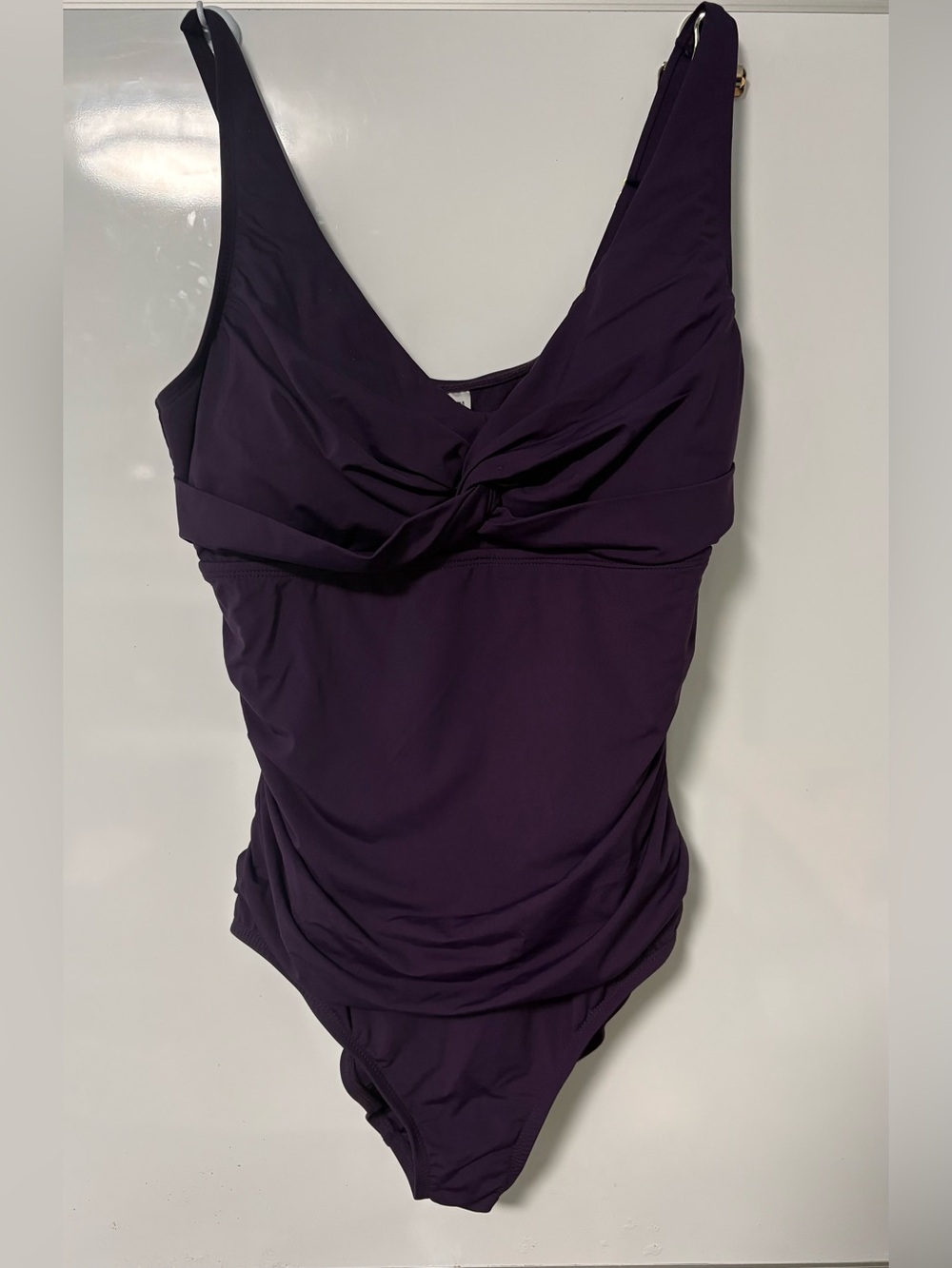 NWT Lands End 50 SPF Twist Front One-Piece Swimsuit - Deep Plum